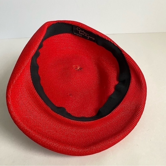 Vintage 50s Gladys & George Originals Pillbox Fascinator Hat Red Black Velvet - Picture 8 of 10